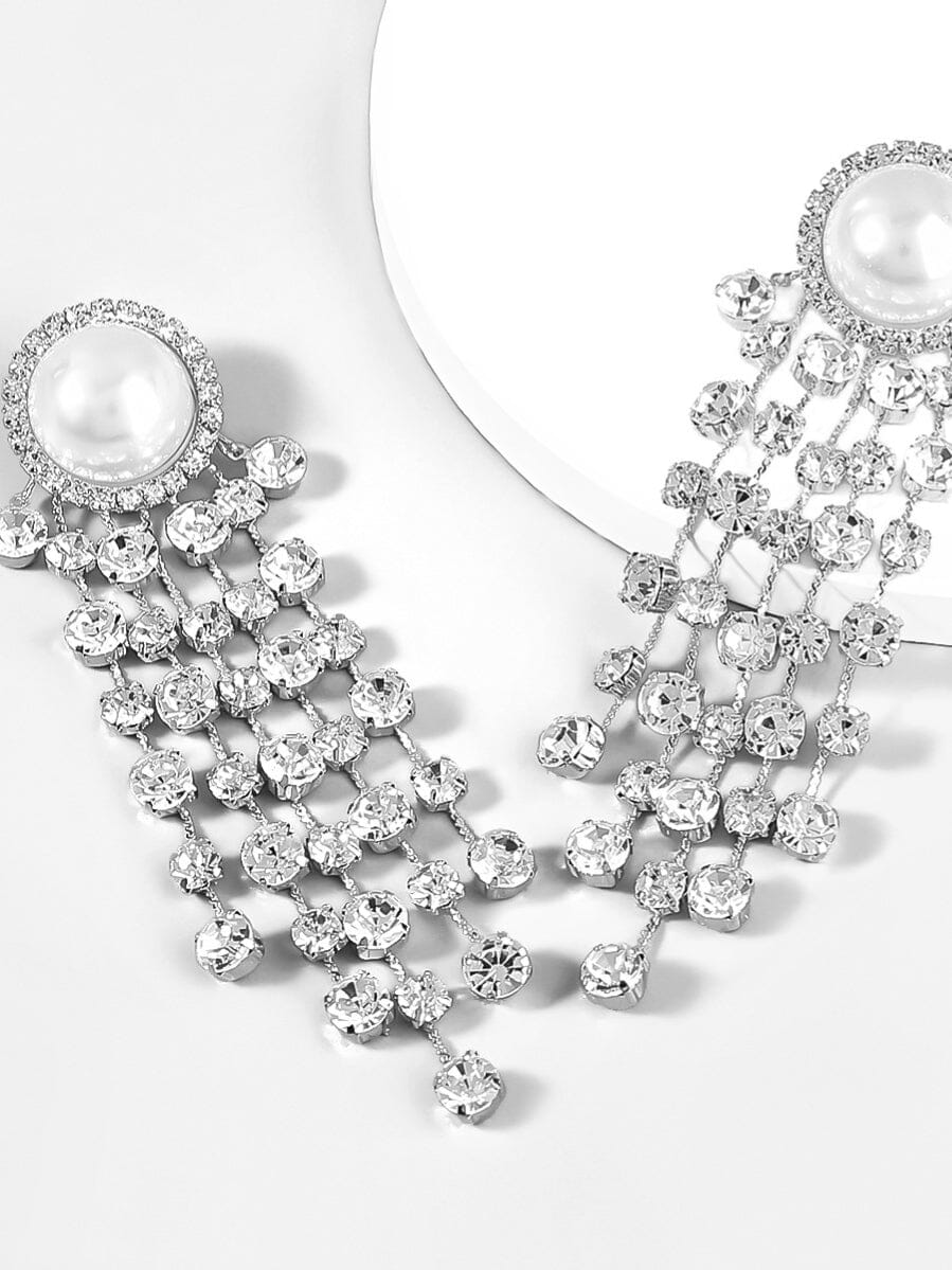 DALIA - Pearl Crystal Tassel Earrings