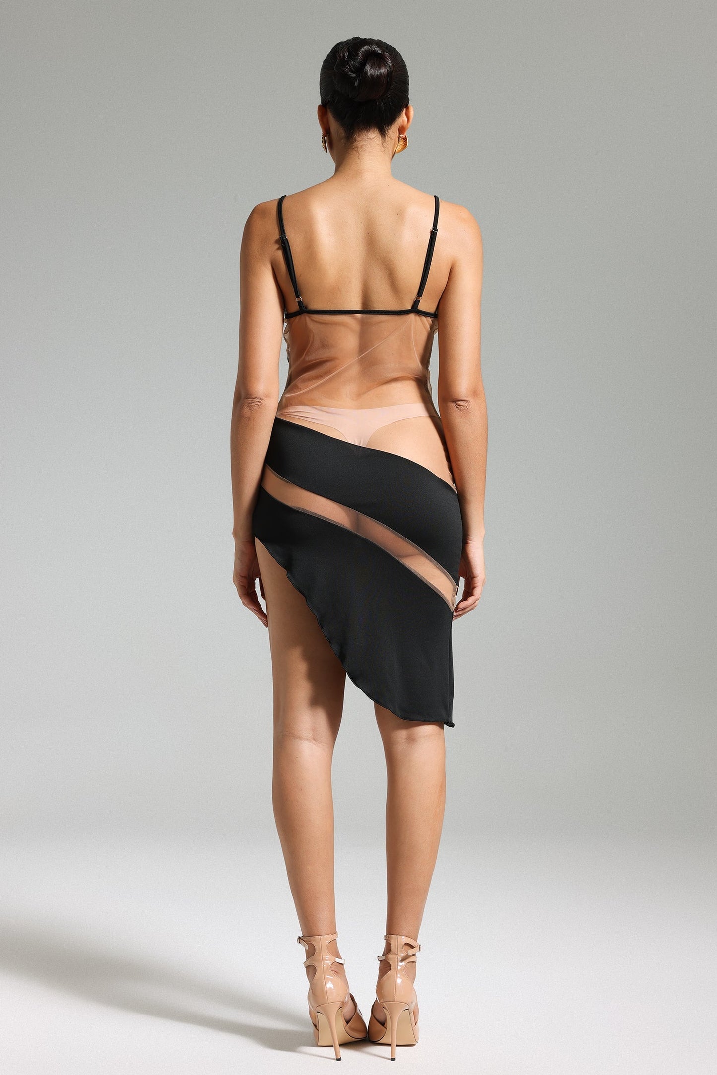 DALIA - Halter Patchwork Mesh Dress