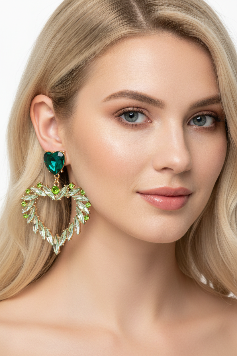 DALIA - Green Heart Earrings