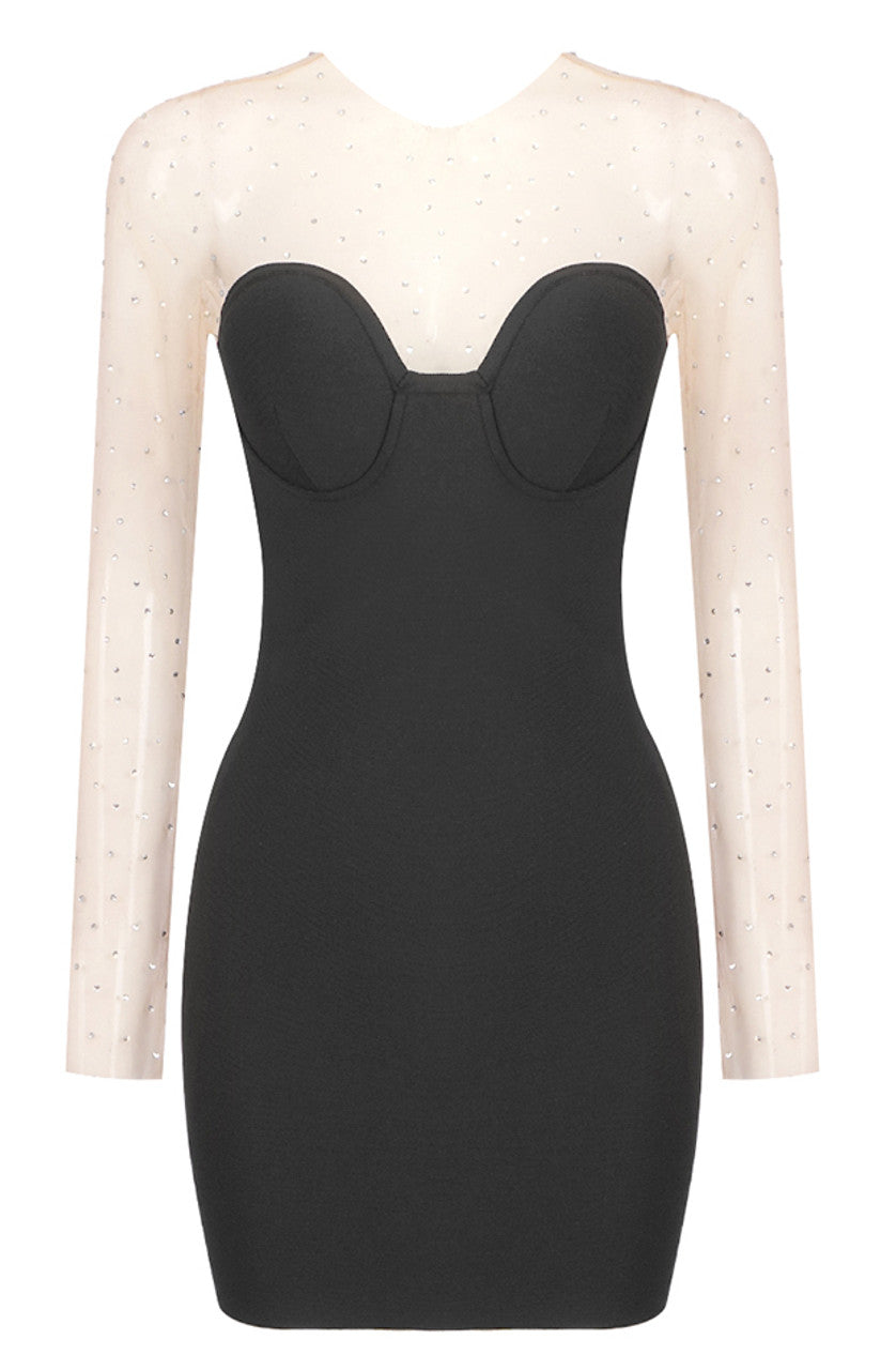 DALIA - Glitter Longsleeve Backless Bodycon Dress