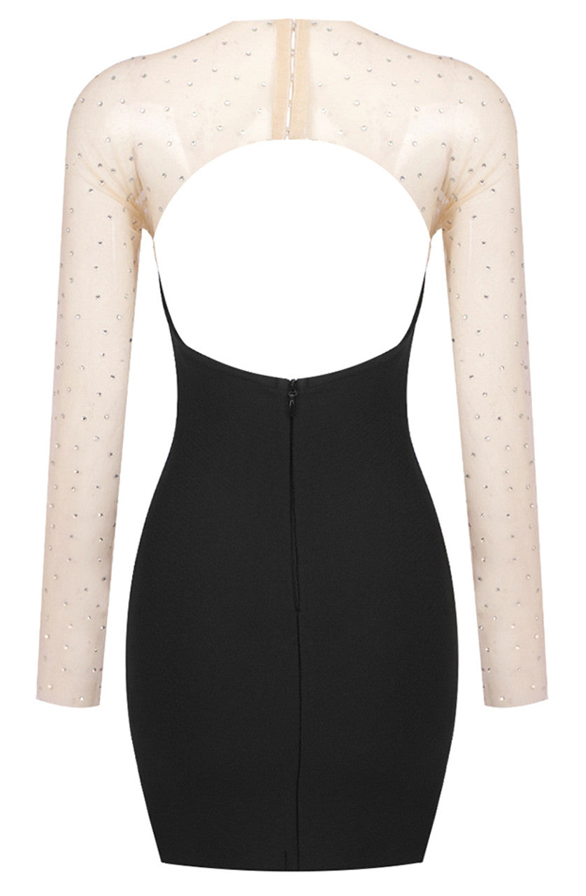 DALIA - Glitter Longsleeve Backless Bodycon Dress