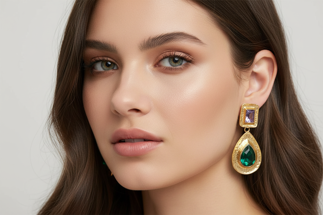 DALIA - Kolczyki z kroplami wody w kolorze orzecha laskowego