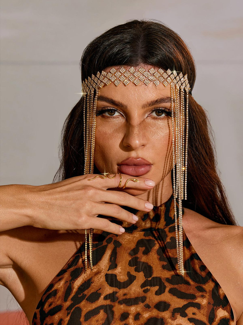 DALIA - Crystal Fringe Headband - Gold