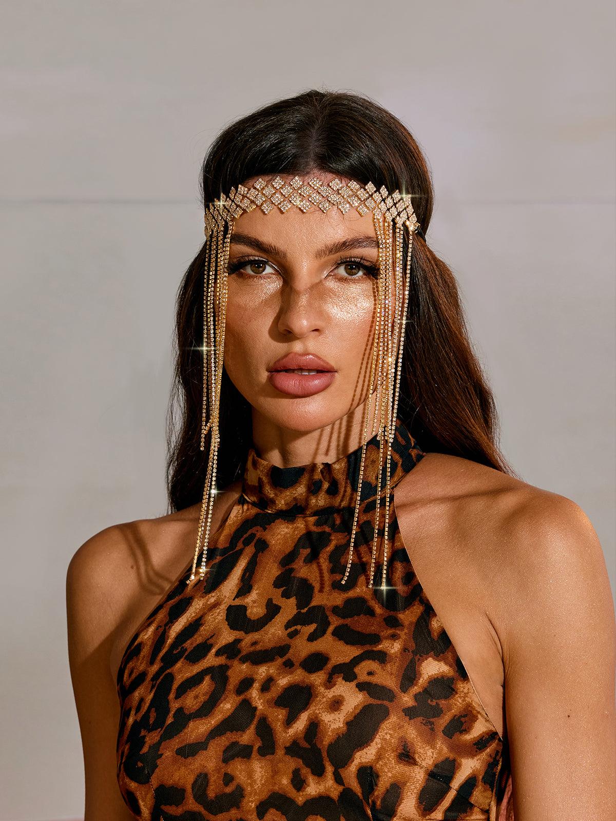 DALIA - Crystal Fringe Headband - Gold