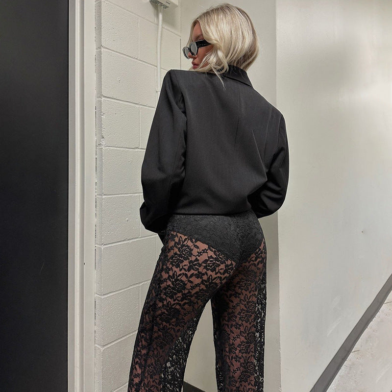 DALIA - Mysterieuze, verleidelijke flared broek met kant 