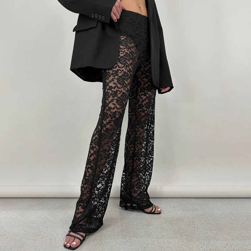 DALIA - Mysterieuze, verleidelijke flared broek met kant 