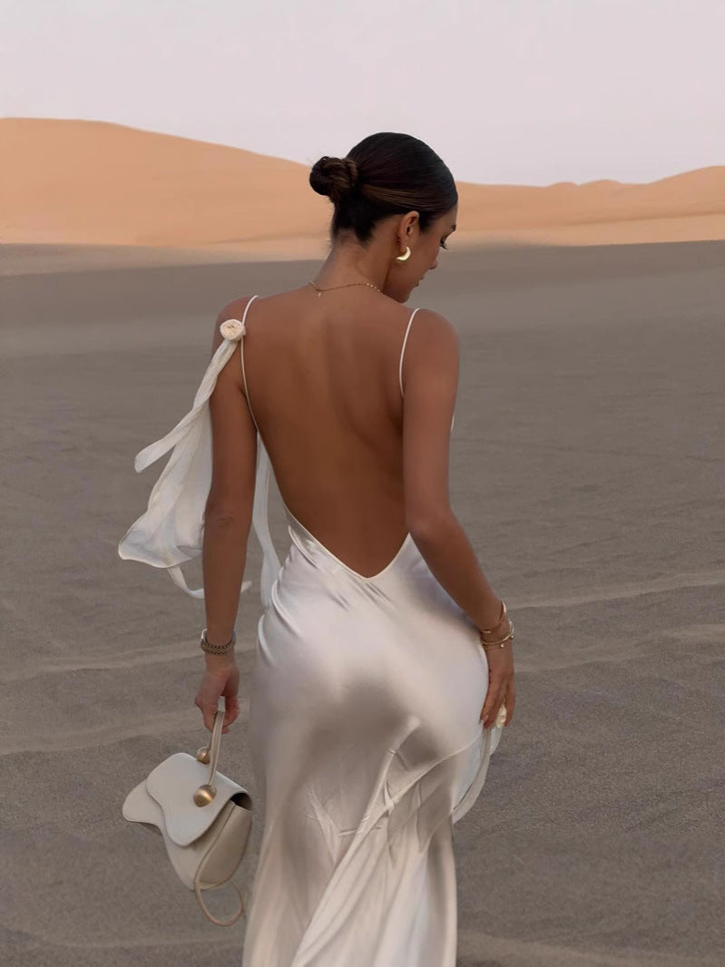 DALIA - Grace Satin Halter Maxi Dress