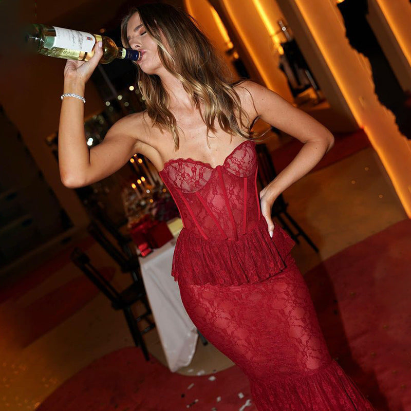 DALIA - Celebration Passionate Lace Mermaid Maxi Dress