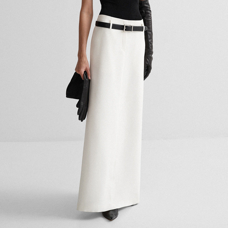DALIA - Classic White High-waisted Maxi Skirt