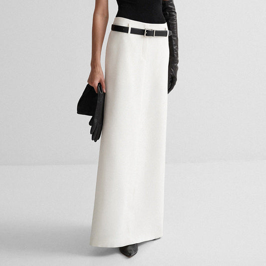 DALIA - Classic White High-waisted Maxi Skirt
