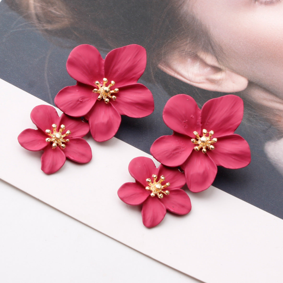 Sandra Double Flower Earrings