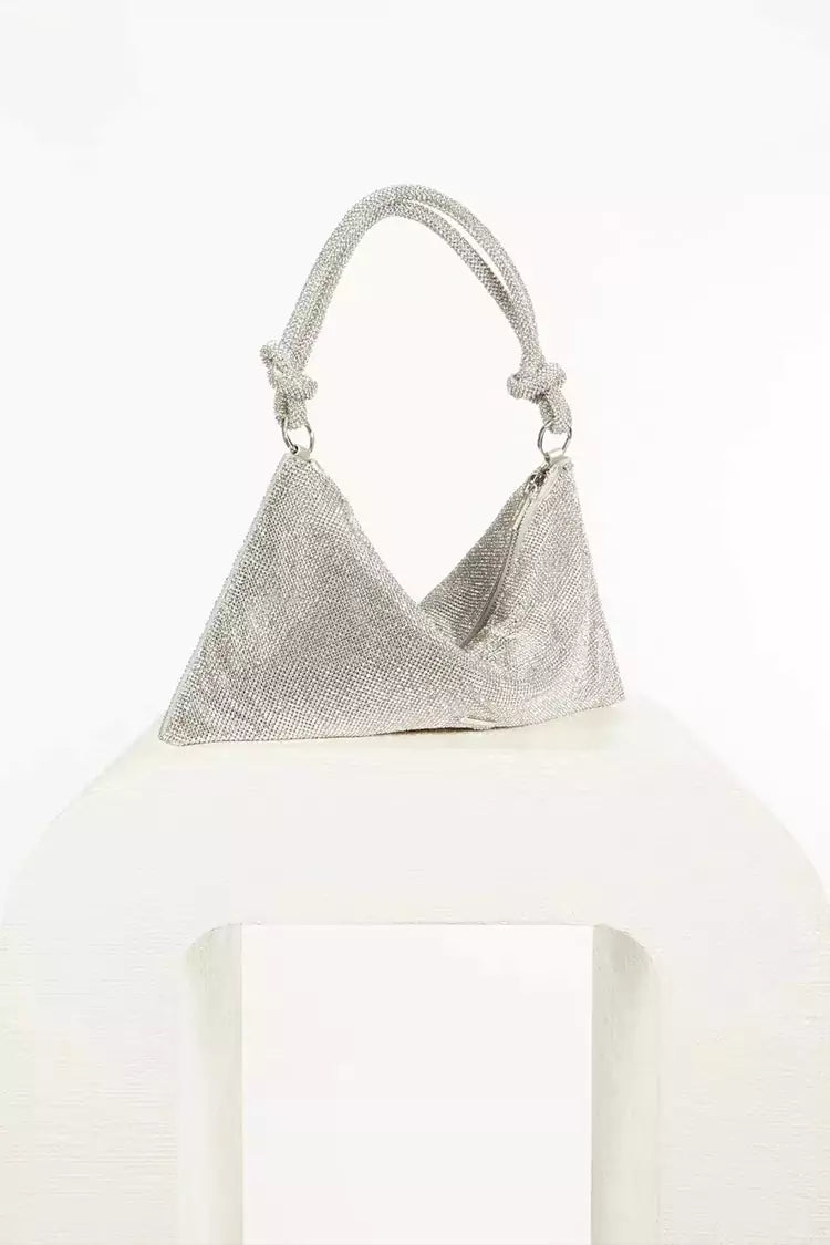 DALIA - Silver Rhinestone Shoulder Bag