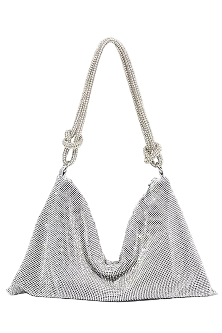 DALIA - Silver Rhinestone Shoulder Bag