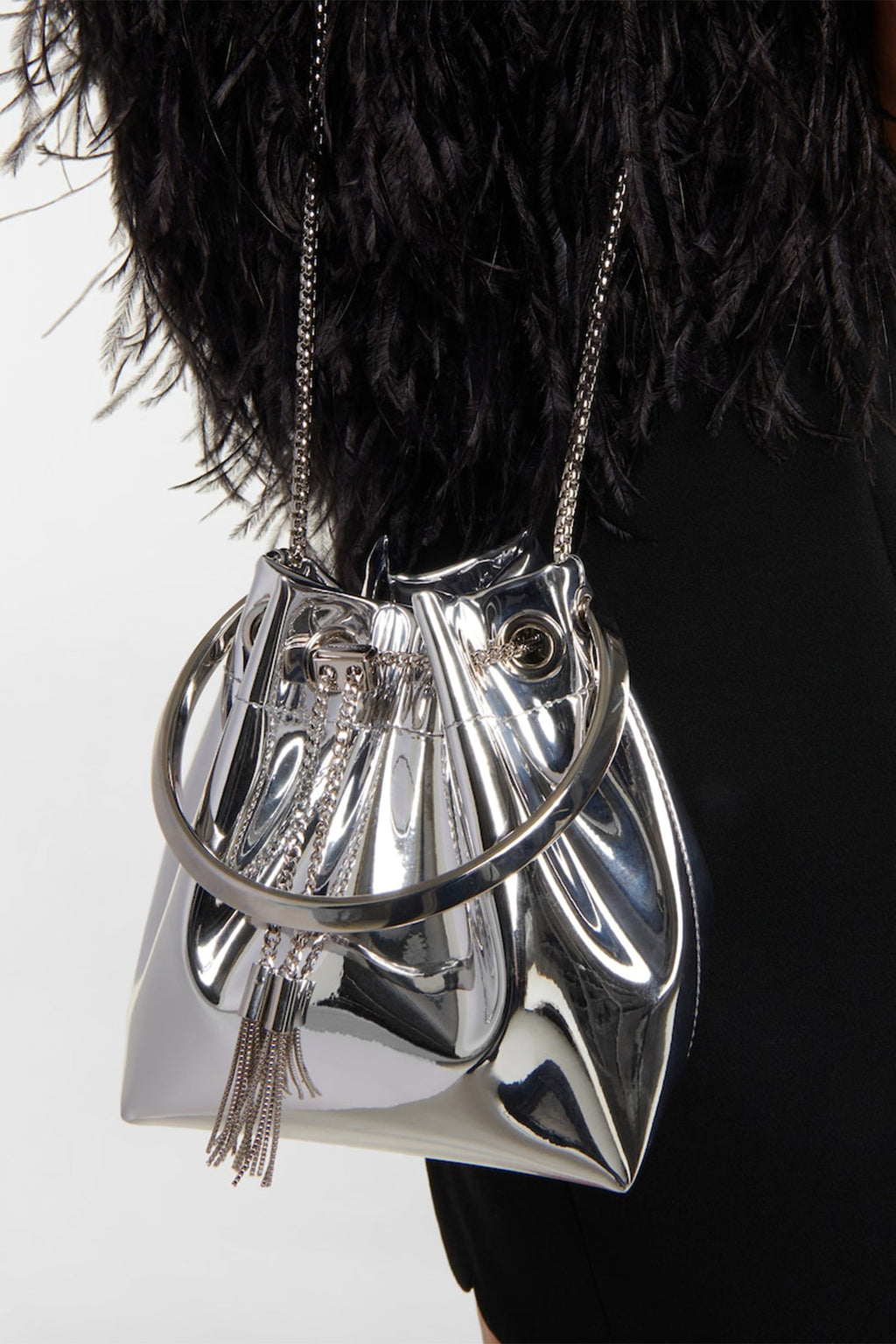 DALIA - Metallic Round Handles Bucket Bag