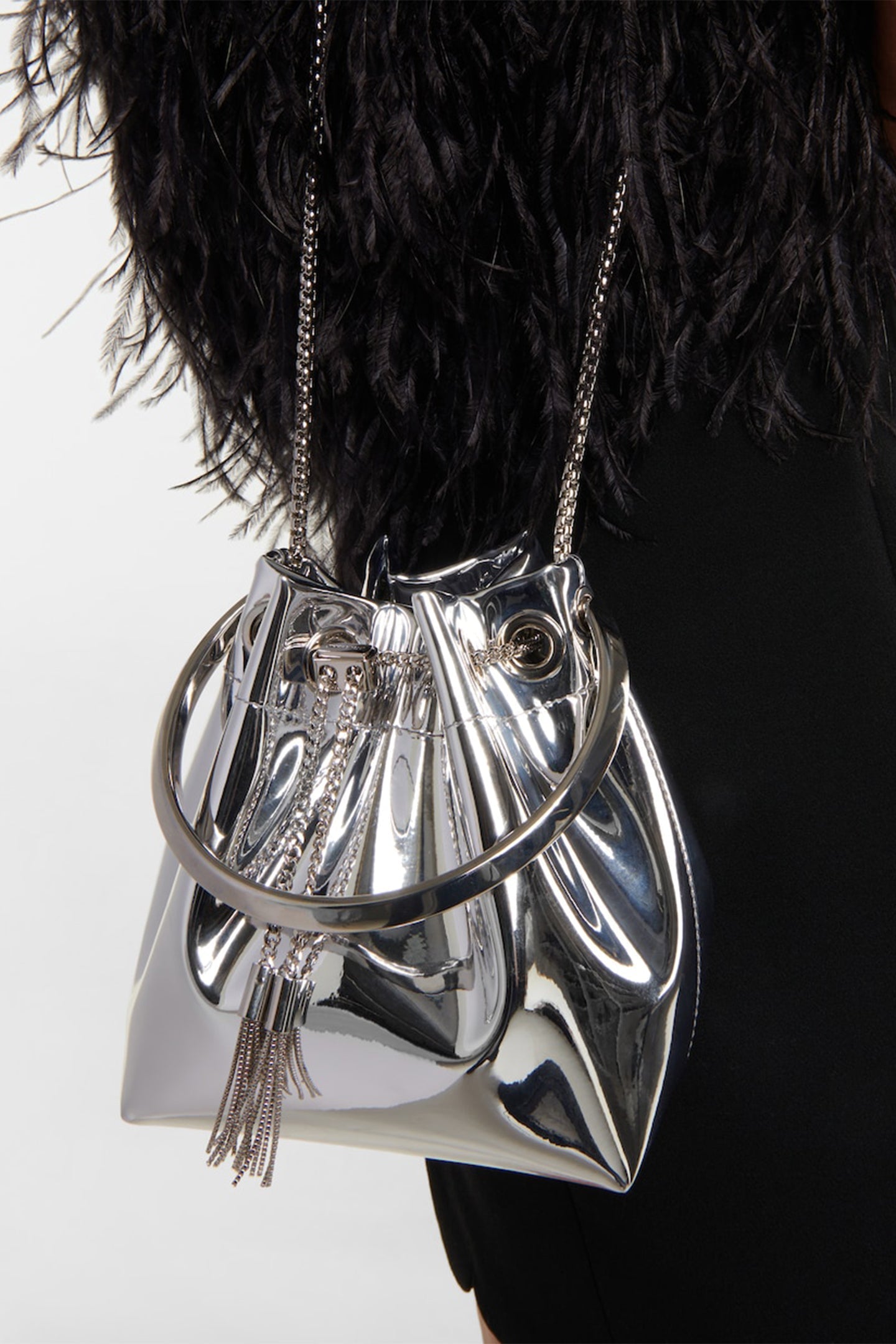 DALIA - Metallic Round Handles Bucket Bag