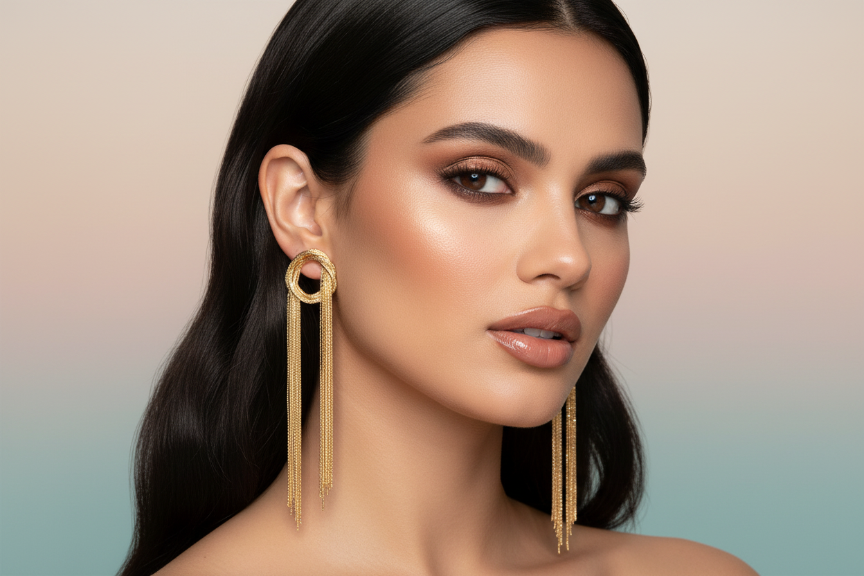 DALIA - Złote kolczyki z frędzlami