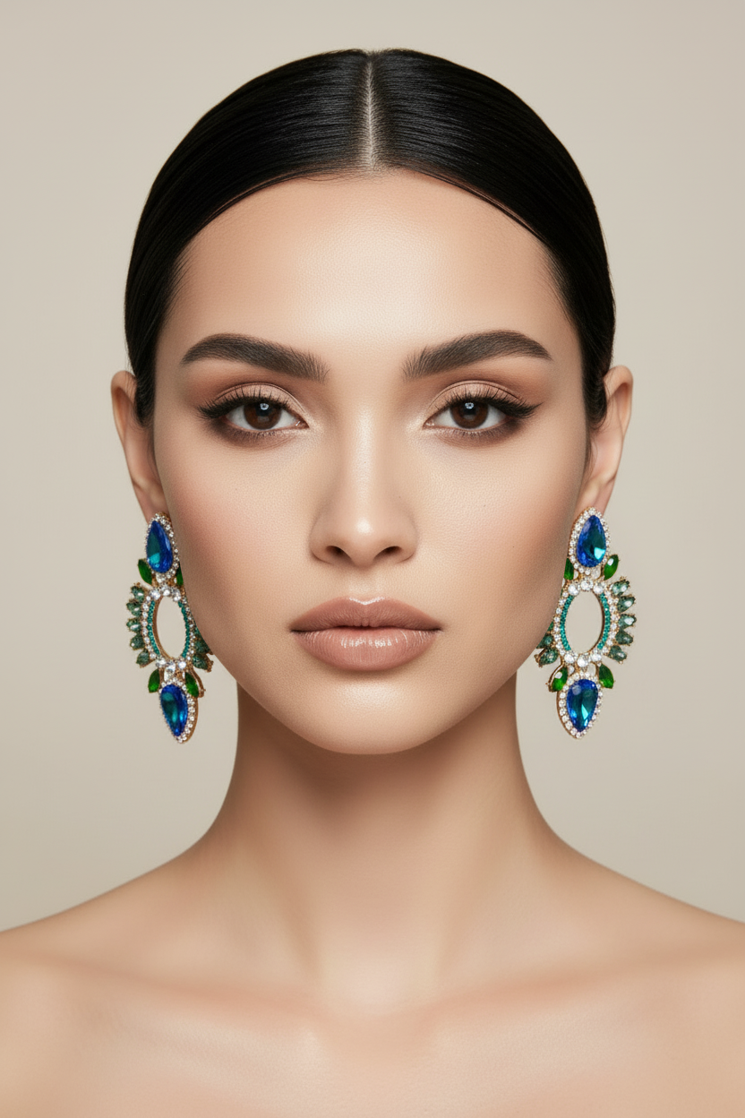 DALIA - Blue Rhinestone Earrings