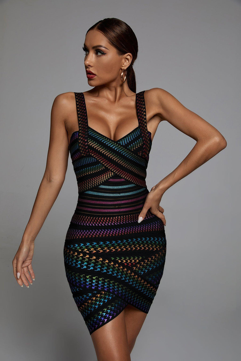 DALIA - Rainbow Bandage Dress