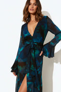 DALIA - Maxi-jurk met wijde mouwen en tie-dye print