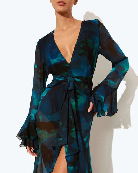 DALIA - Tie-Dye Bell Sleeve Maxi Dress