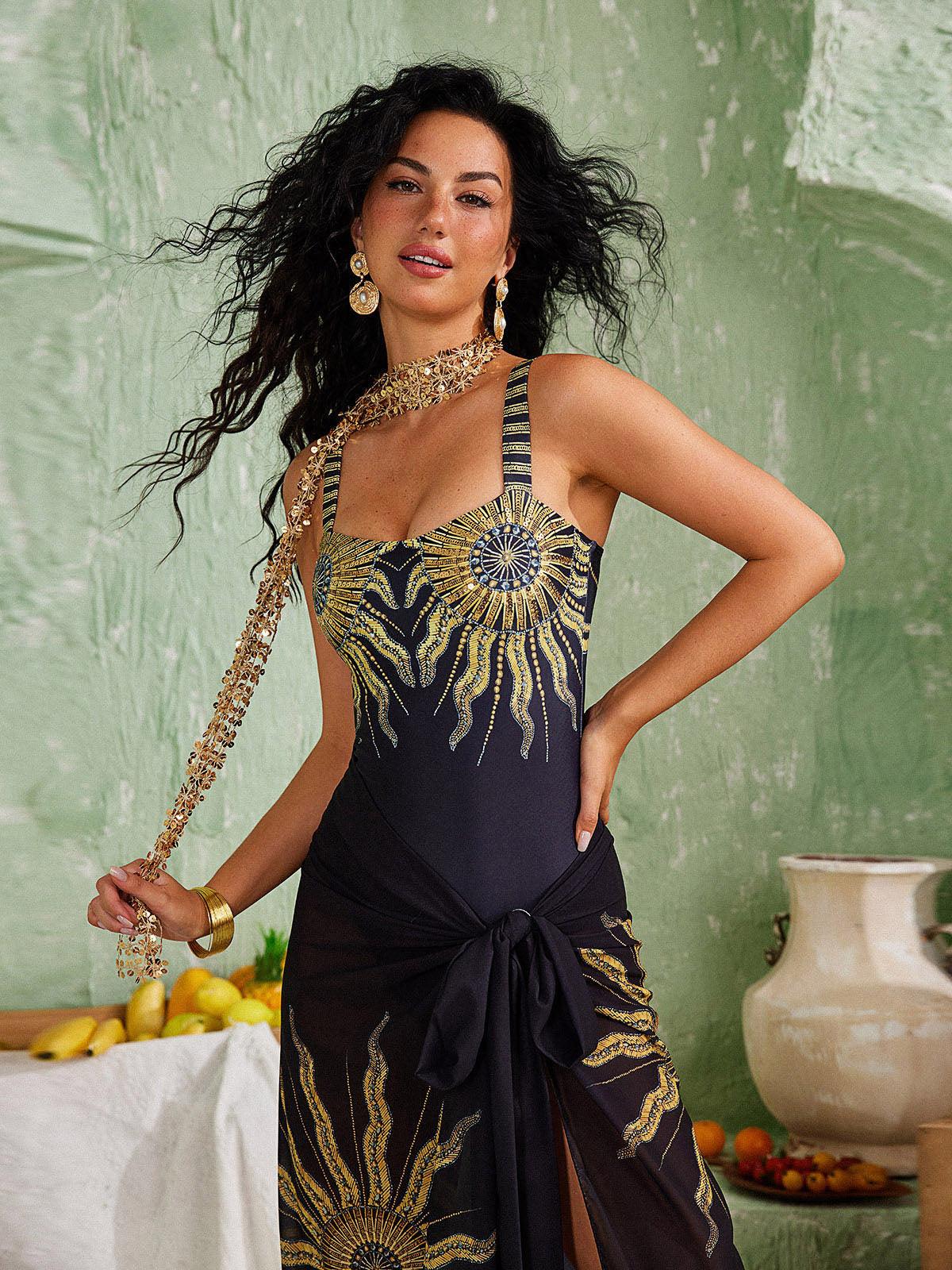 DALIA - Sunflower Sequin Swimwear Two Piece Set