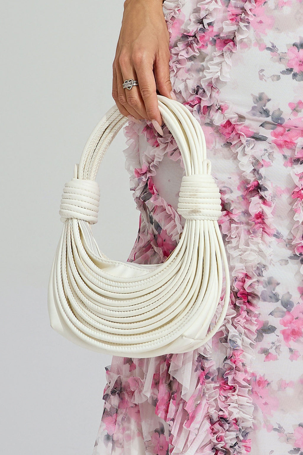 DALIA - Malha White PU Knotted Bag