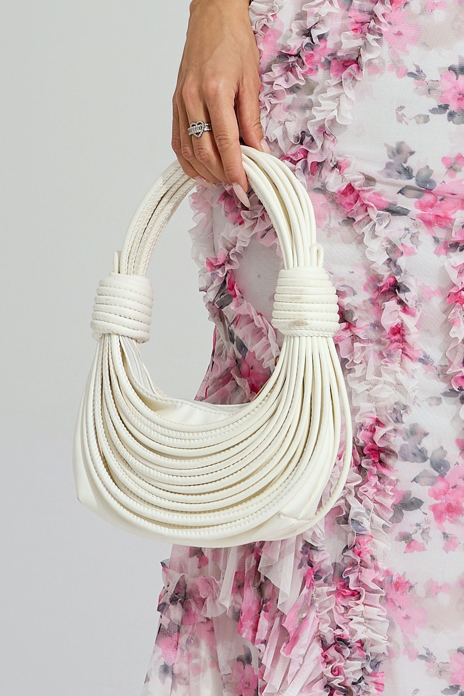 DALIA - Malha White PU Knotted Bag
