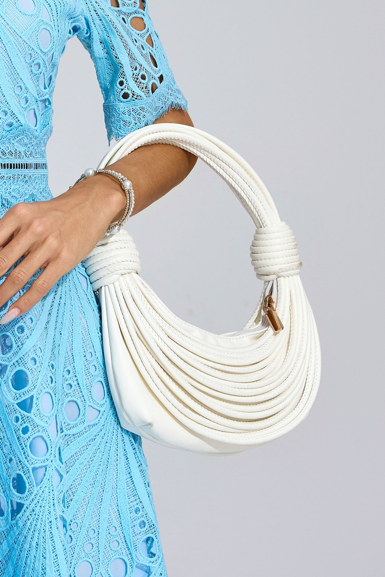 DALIA - Malha White PU Knotted Bag