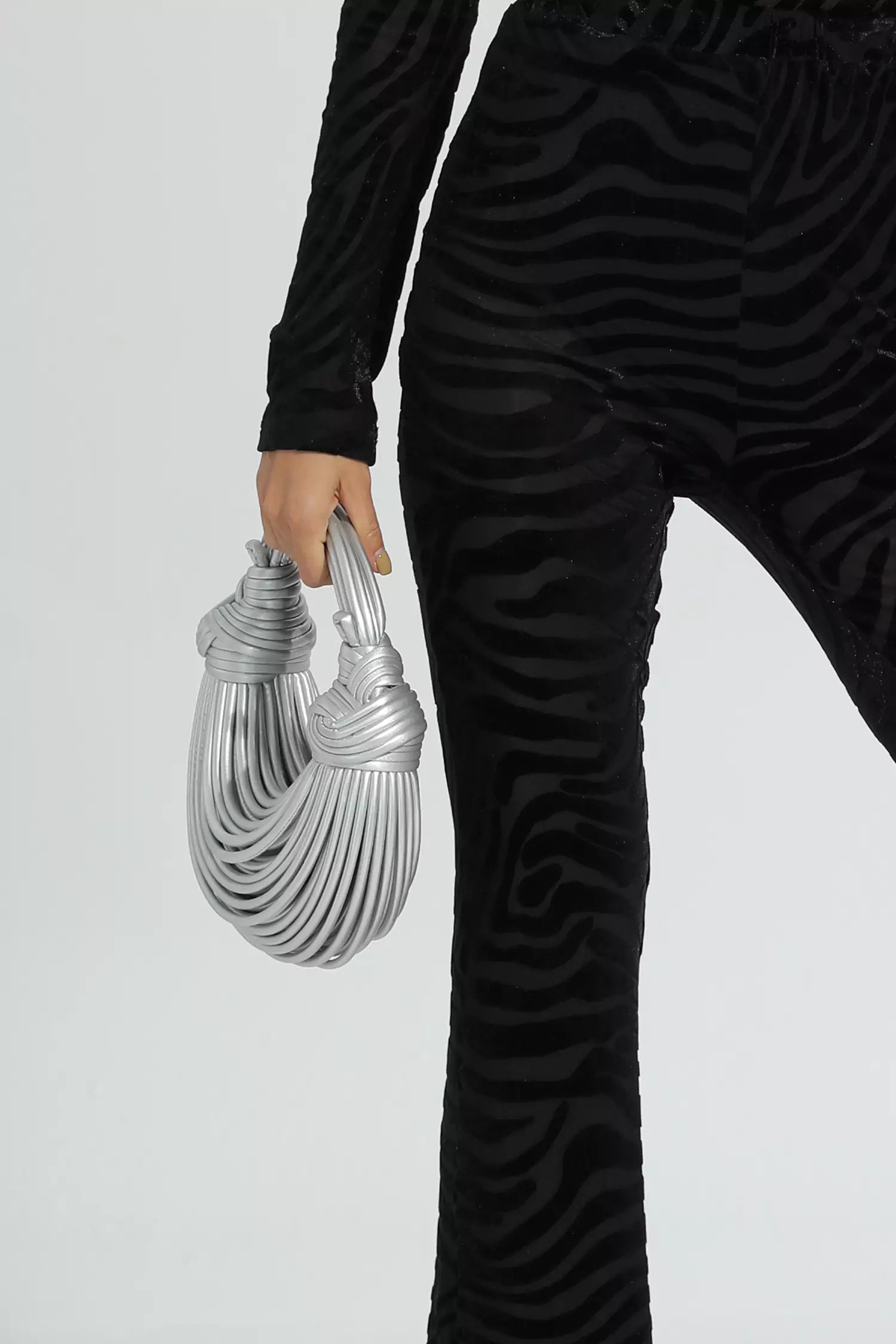 DALIA - Silver PU Knotted Bag