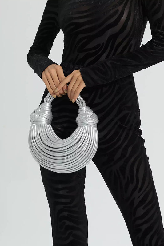 DALIA - Silver PU Knotted Bag