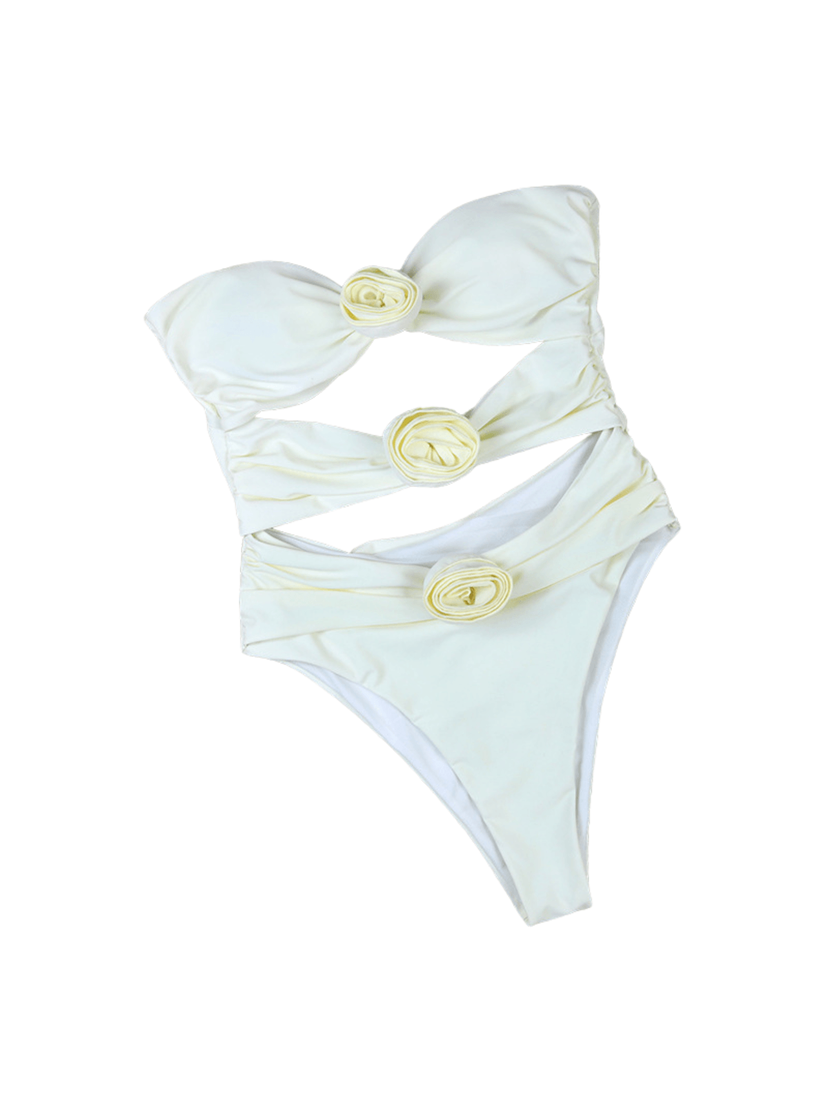 DALIA - Strapless Flower One Piece Swimsuit - White
