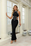 DALIA - Flower Elegant Maxi Dress - Black