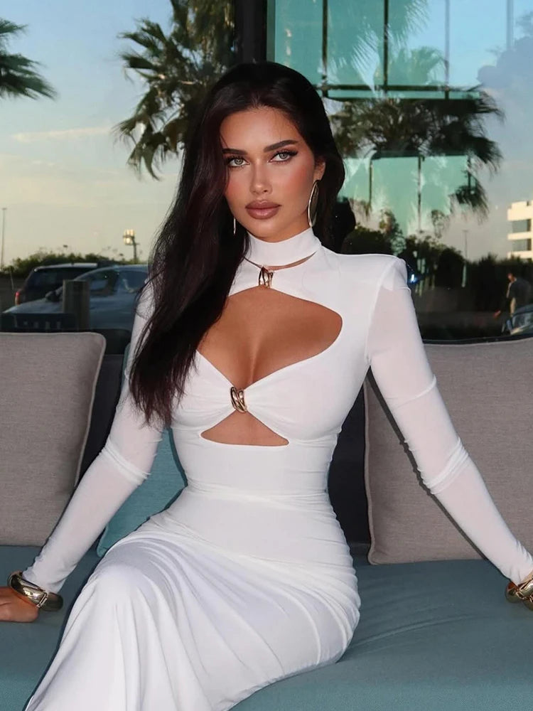 DALIA - Elegant Dubai Maxi Dress - White