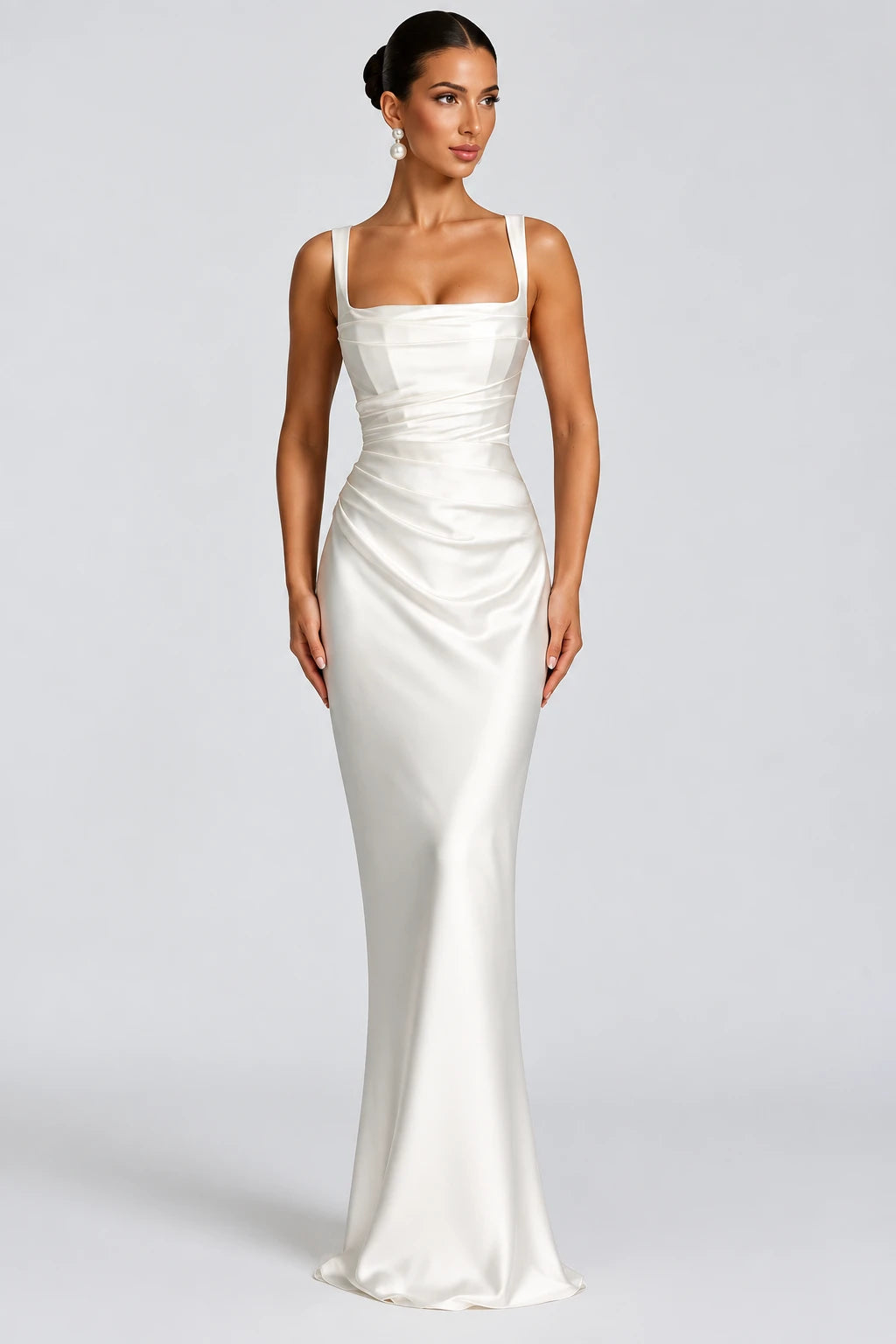 DALIA – Draped Maxi Dress - White