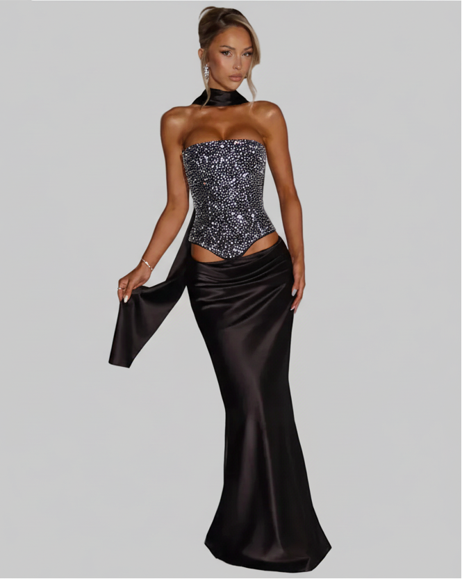 DALIA - Sparkle Corset Satin Set