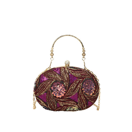 DALIA - Wieczorowa kopertówka z kwiatowym cekinem