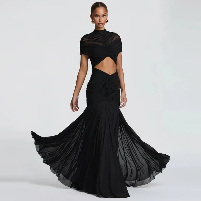 DALIA – Cut-Out Ruched Maxi Dress