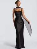 DALIA – Draped Maxi Dress - Black