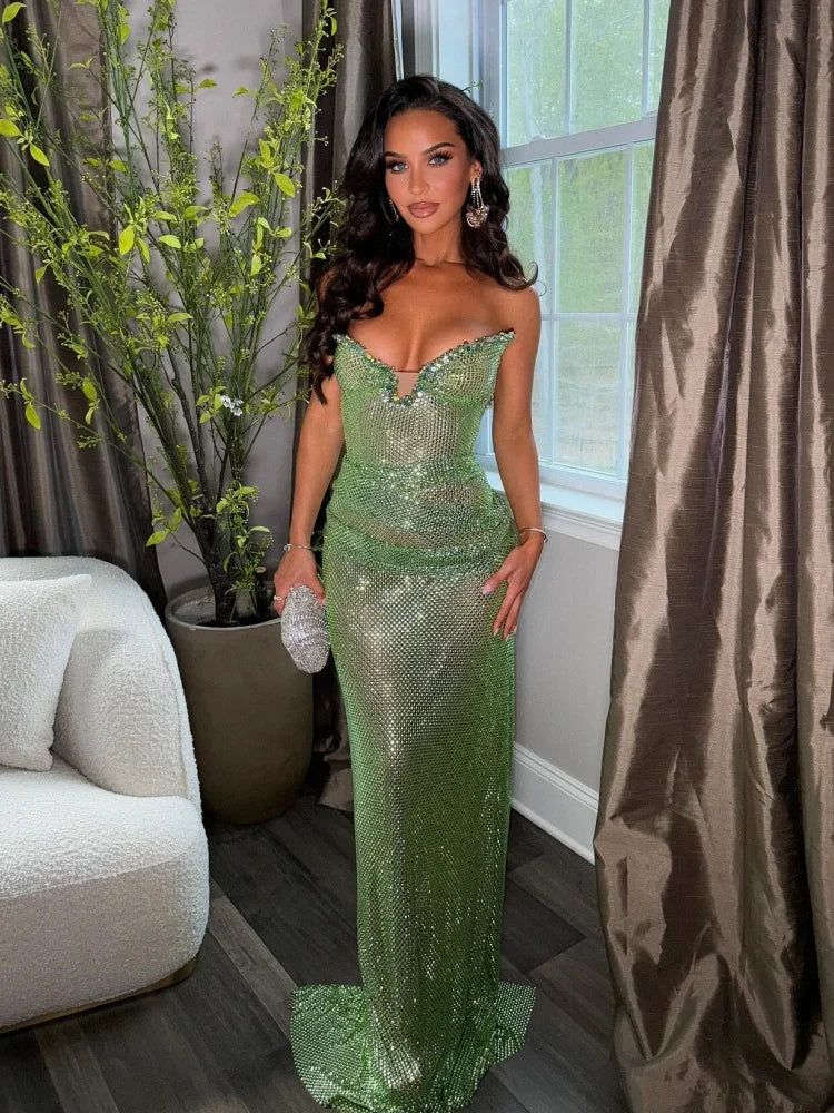 DALIA - Emerald Green Sequin Mermaid Evening Dress