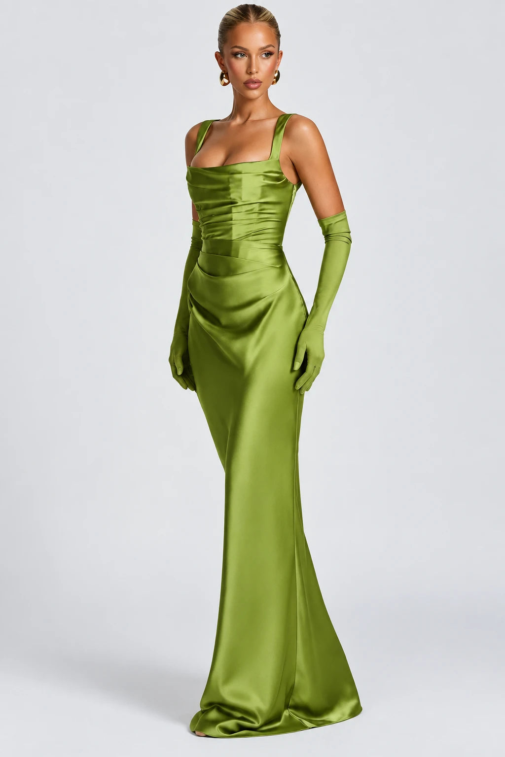 DALIA – Draped Maxi Dress - Green