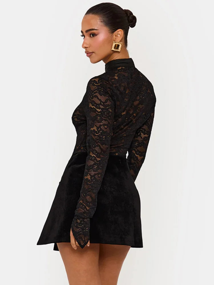 DALIA - Romantic Lace Two Piece Set - Black