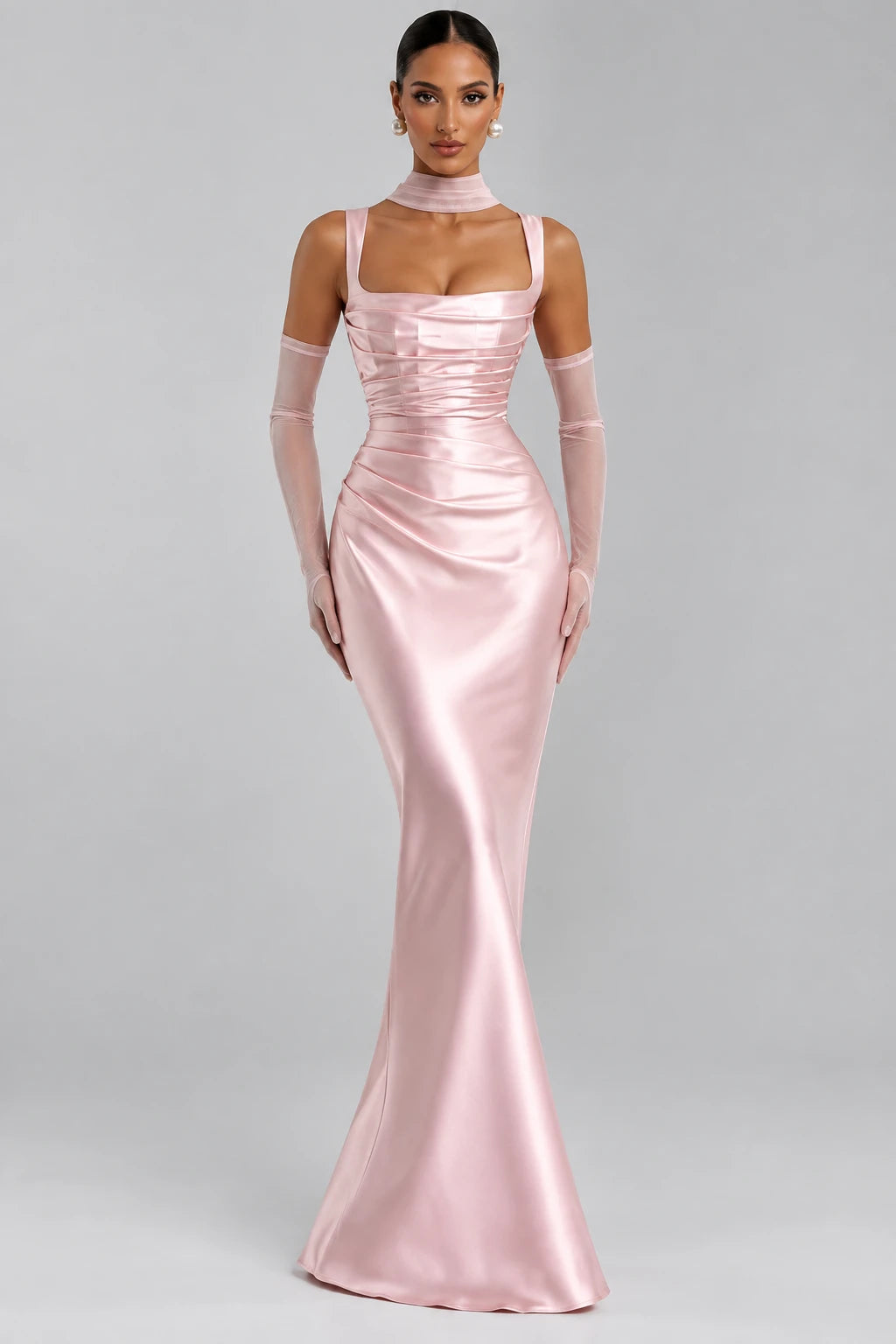 DALIA – Draped Maxi Dress - Pink