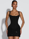 DALIA – Crystal Corset Mini Dress - Black