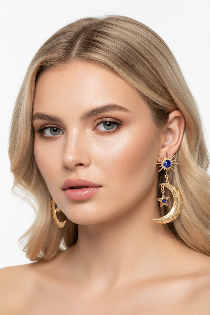 DALIA - Crystal Moon Earrings