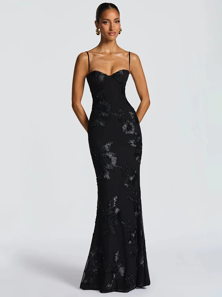 DALIA - Bodycon Flower Maxi Dress