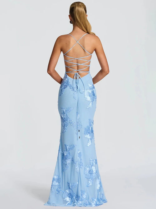 DALIA - Nauwsluitende maxi-jurk met bloemenprint
