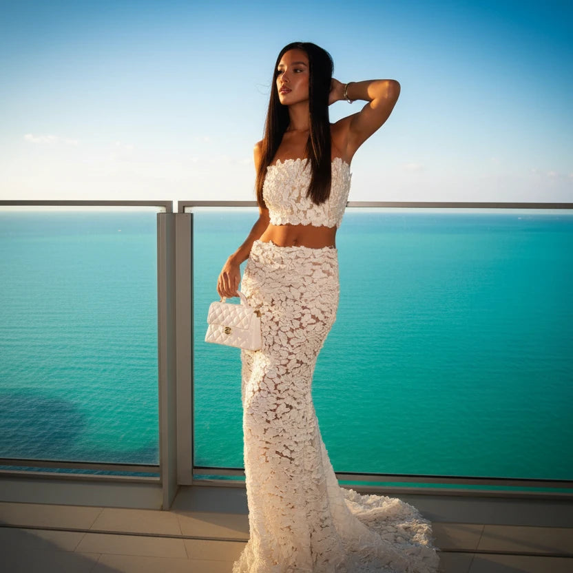 DALIA - Two Piece Cover Up White