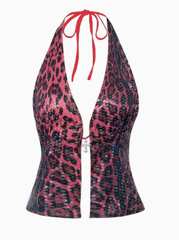 DALIA - Halter Leopard Print Top