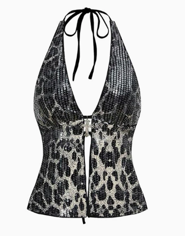 DALIA - Halter Leopard Print Top