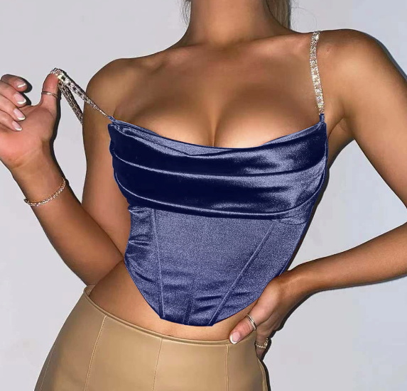 DALIA - Crystal Satin Crop Corset